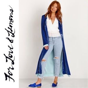 💙NWT For Love and Lemons Nadine Velvet Coat in Cobalt Blue